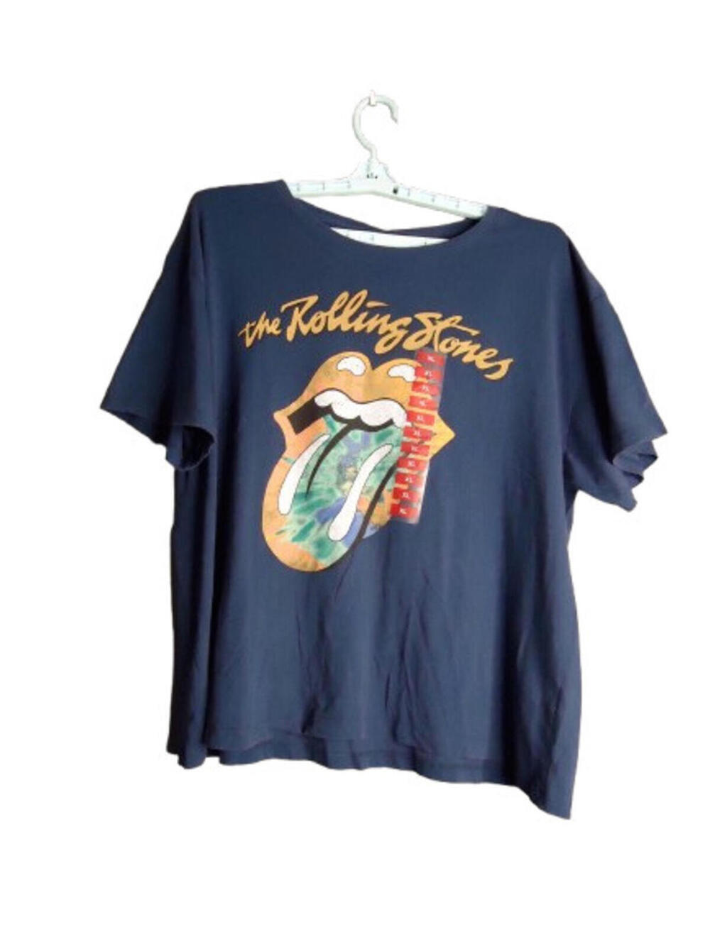 The Rolling Stones Decal T-Shirt Womens Size XL Navy New With Tag